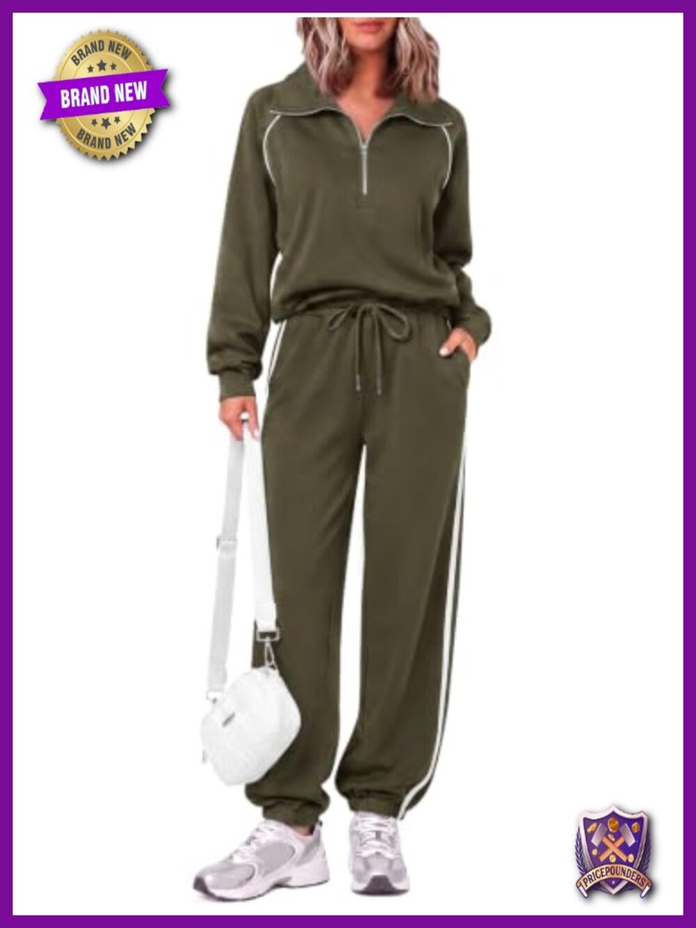 Women's 2 Piece Half Zip Tracksuit Set Wide Leg Lounge